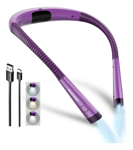 Luz Led De Lectura Para El Cuello Recargable 3 Colores 6 Bri