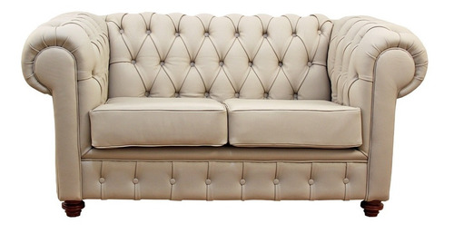 Sofá Sillón 2 Cuerpos Modelo Chesterfield En Cuero Vacuno