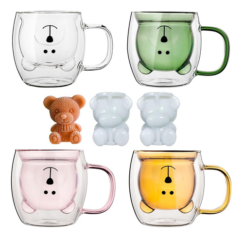 Paquete Familiar De 4 Tazas De Oso Lindo, Taza De Té De Oso 