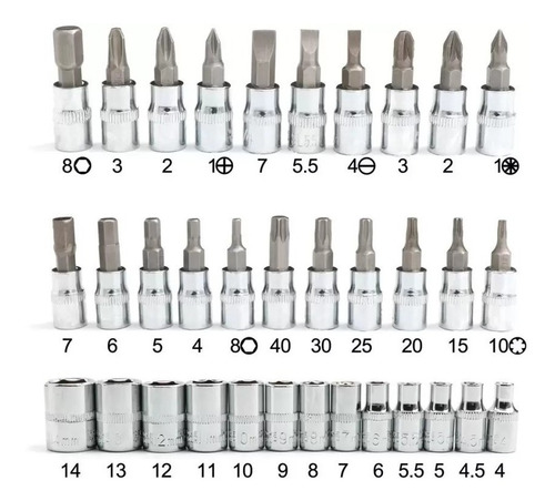 Imagen 3 de 10 de Juego De Tubos Set Herramientas Cromo Vanadium 46 Piezas 1/4