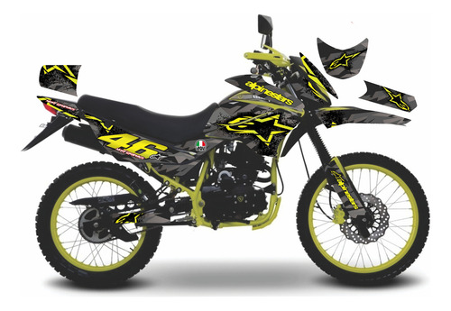 Calcomania Stickers Para Moto Dm 200 Italika Amarilla Jgl Xp