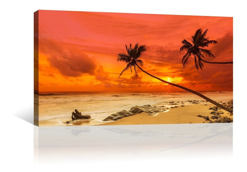 Cuadro Decorativo Naturaleza Canvas Playa Hermoso Atardecer