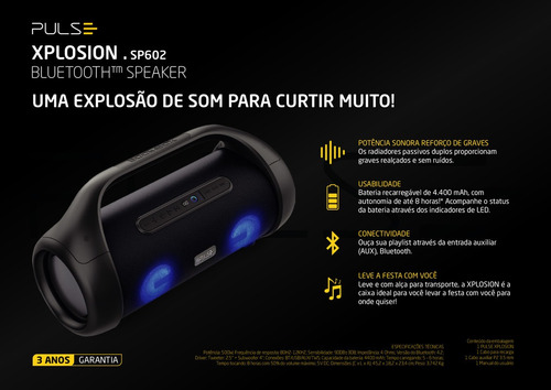 Imagem 7 de 7 de Caixa De Som Grande Xplosion Pulse Potente Boombox 500w Fort