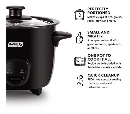 Dash DRCM200BK Mini Rice Cooker with Keep Warm, Black