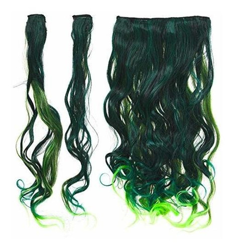 Dreamgirl Extensiones De Cabello Largo Y Rizado Verde Neón O