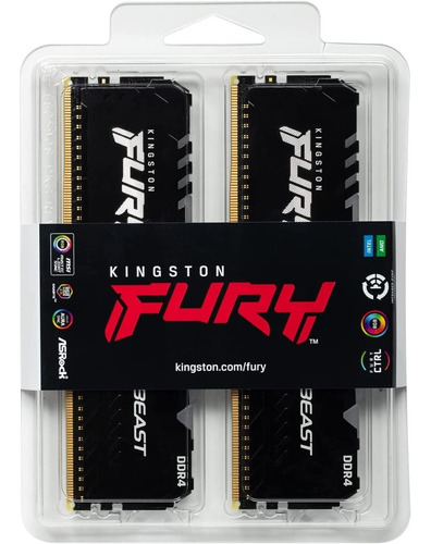 Imagen 3 de 9 de Memoria Ram Ddr4 32gb (2*16) 3600mhz Kingston Fury Beast Rgb