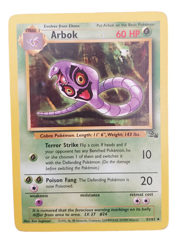 Carta Pokemon Arbok 31/62