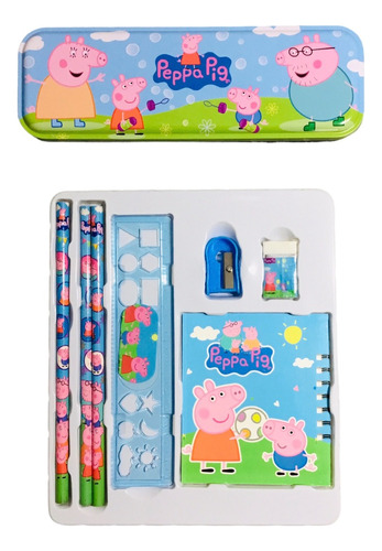 Set Escolar Importado 8 Piezas Peppa Pig Para Niños