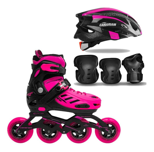 Patines Canariam Blackmagic Pro Plus Fucsia + Kit + Casco