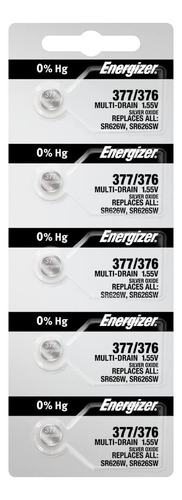 4 Energizer 377 376 - Baterías De Reloj De Óxido Plateado Sr