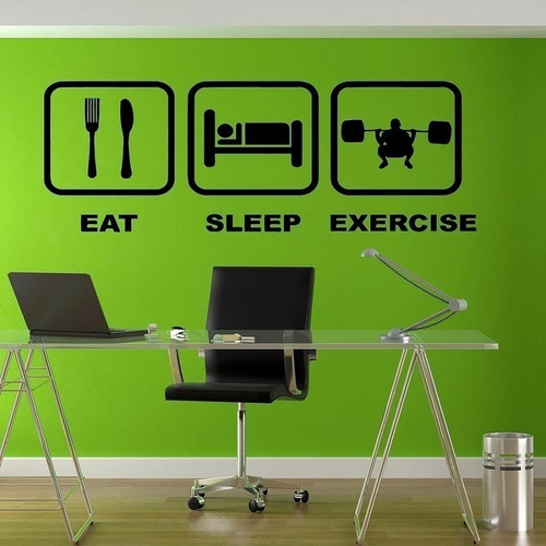 Vinilo Decorativo Gym Comer Dormir 