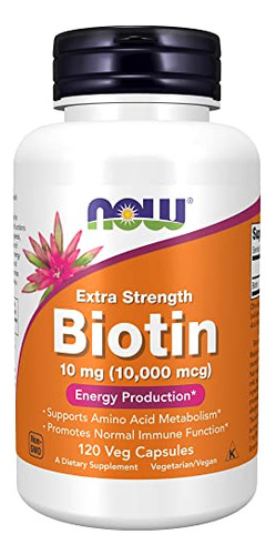 Suplementos Now Biotina 10 Mg (10.000 Mcg) Extra Strength 12