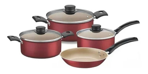 Set De Ollas Batería De Cocina 7 Pz Tramontina Linea Turim