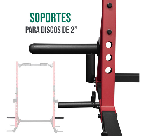 Power Rack Poder Sentadillas Dominadas Pull Ups Tayga Estructura Rojo Tapizado Negro
