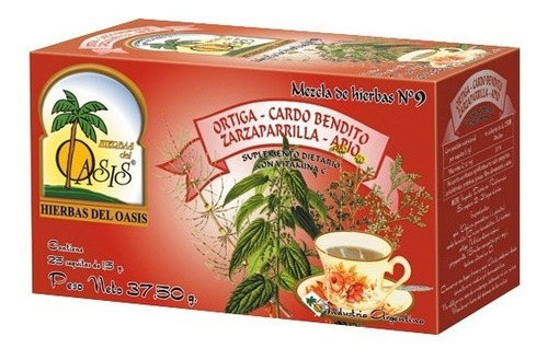 Imagen 2 de 2 de Té Hierbas Del Oasis Mezcla N9 Artritis Pack X 3 Cajas