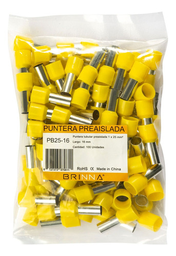 Puntera Tubular Terminal Tiff 25mm Brinna X100