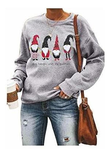 Mujeres Simplemente Colgando Con My Gnomies Sudadera Navide