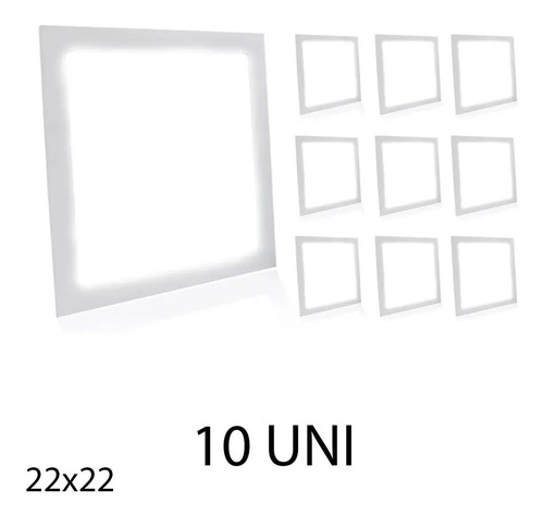 Kit 10 Painel Plafon Led 18w Embutir Quadrado Luminária Slim