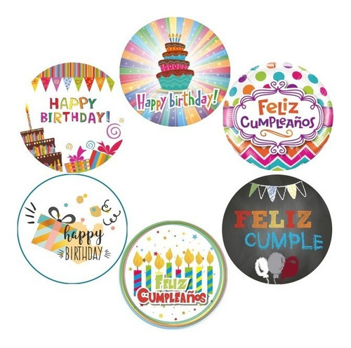 18 Obleas Comestibles 5 Cm De Diámetro Feliz Cumpleaños