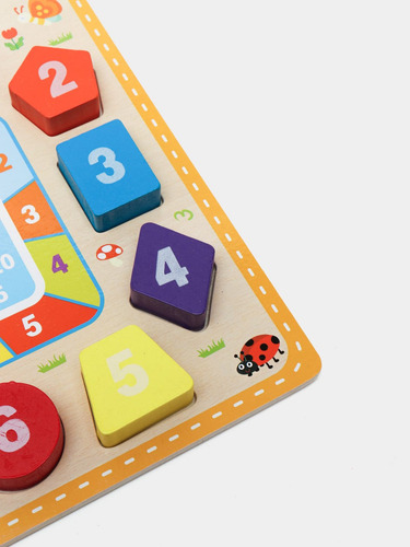 Juguete Reloj De Madera Encaje Educativo Numeros Niños 3 Pzs Color Diseño Al Azar