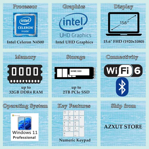Computadora Portátil Fhd 15.6 Intel 32 Gb Ram 1 Tb Ssd Wifi Negro