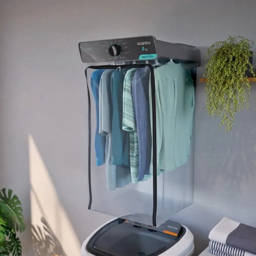 Secadora de ropa de pared Wanke Confort de 8 kg con 8 programas y temporizador, 120 minutos, grafito, Promo Wave