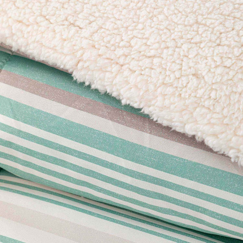 Plumon Reversible Sherpa 2 Plazas Lineas Verde