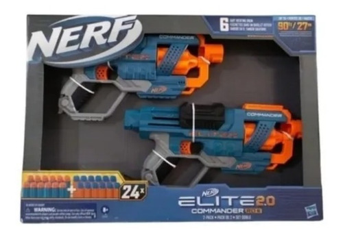 2 Pistolas Nerf Elite 2.0 Commander 24 Dardos Hasbro