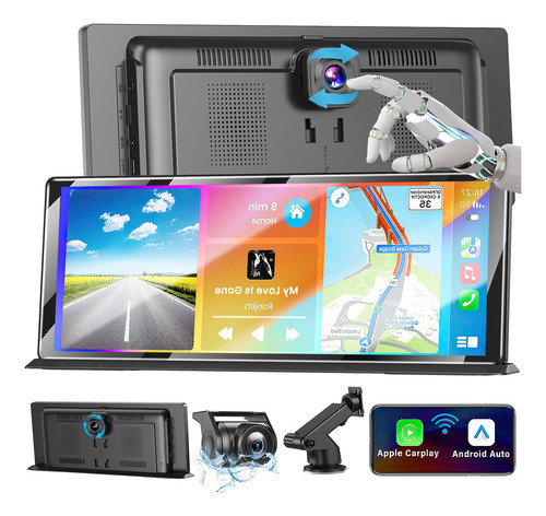 Estéreo portátil essgoo wifi 4K de 11.3 pulgadas 3 en 1 con dashcam y carplay