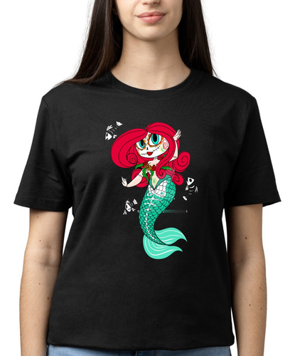 Playera Día De Muertos Halloween Sirena Dama Personalizada 