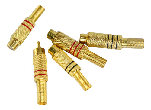 Ficha Conector Jack Rca Hembra Metalico Dorado Econ X4u Htec