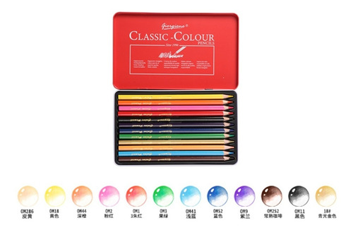 Imagen 3 de 10 de Lápices De Colores Giorgione Set 12pcs Caja Metalico