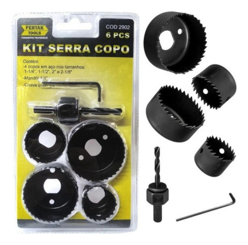 Serra 4 Copo Em Aço Para Madeira Gesso Pvc Plástico Mandril