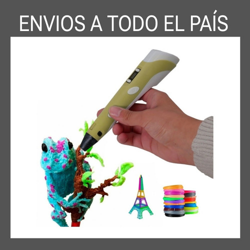 Lápiz 3d Impresora Lapicera Lcd Base Más Filamentos Celeste