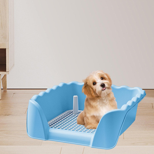 Caja De Arena Para Inodoro Para Perros, Valla Elevada Azul