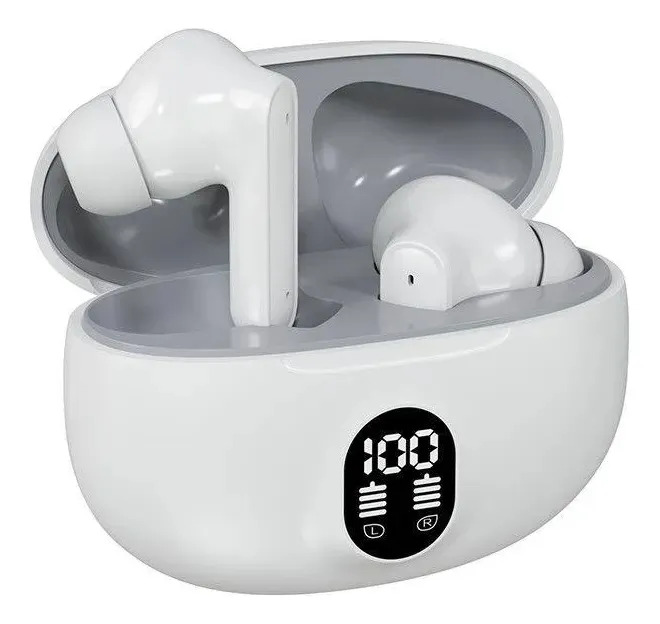 Fone Bluetooth Sem Fio Tws Display Led Enc Graves Potentes Cor Branco