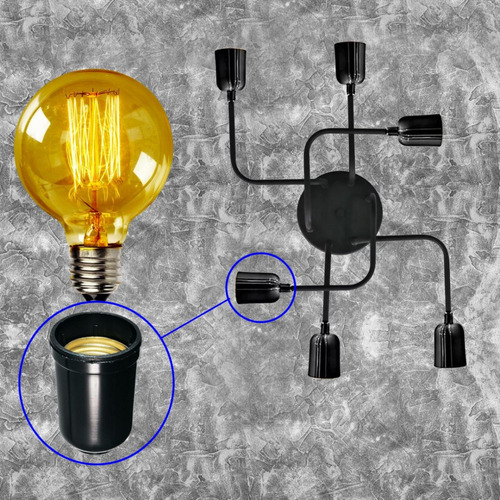 Imagem 8 de 8 de Pendente Sobrepor Retrô Vintage P/ 6 Lampadas Bocal E27