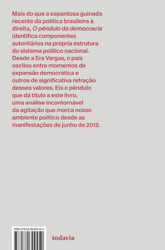 O pêndulo da democracia, de Avritzer, Leonardo. Editorial Editora Todavia, capa mole em português, 2019