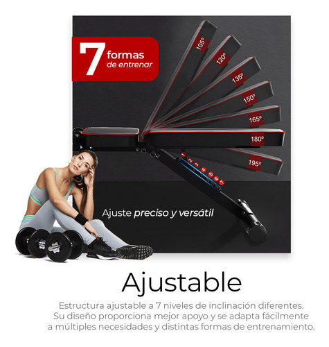 Banco De Ejercicio Fitness Multiposiciones Ligas Abdominales