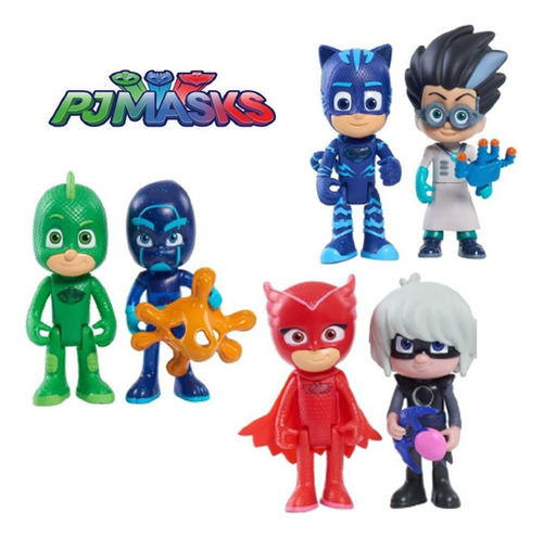 Set 2 Muñecos Pj Masks Con Luz Heroes En Pijamas - El Rey