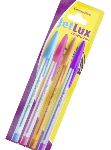 10 Blister X 4 Boligrafos De Colores Compactor Jet Lux
