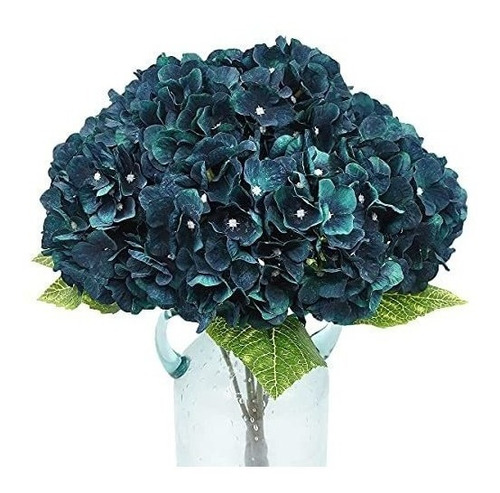 Hortensias Artificiales 1ramo -5flores-diam.16cm.- Pavo Real