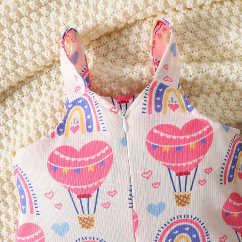 Mono A La Moda Para Niñas Con Estampado De Corazones Dulces
