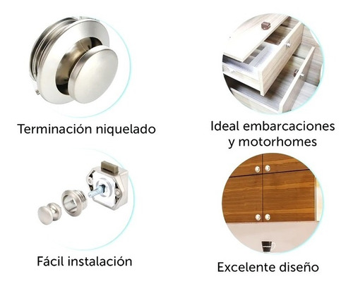 Imagen 2 de 6 de Cerradura Tirador Push Lock Mueble Motorhome Yate Casa Tuyu