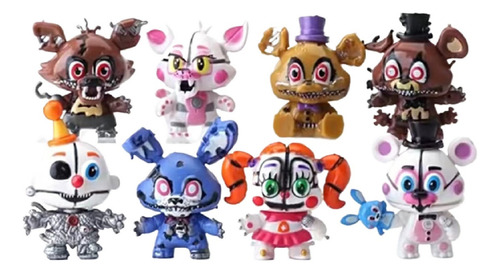 8 Animes Blind Box Night Bear Fnaf Boneca Modelagem Adornos
