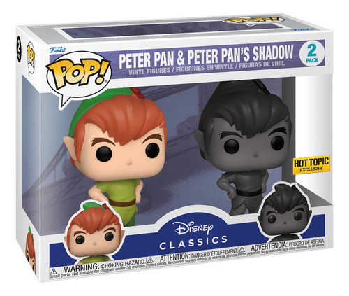 Funko Pop Peter Pan Y Shadow Peter Exclusivo Hot Topic 2pack