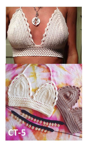 Traje De Baño Crop Top Tejidos Short Faldas Vestidos