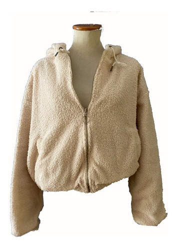 Campera Canguro De Corderito Color Beige System Denim