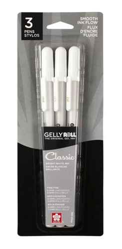 Sakura Gelly Roll Color Blanco Paquete Con Tres Originales.