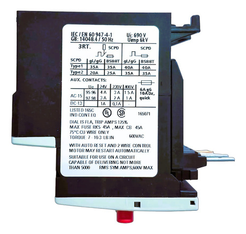 Rele 3ru1116-1kb0 (9,0 A 12,0 Amperes) - Siemens 127/220v